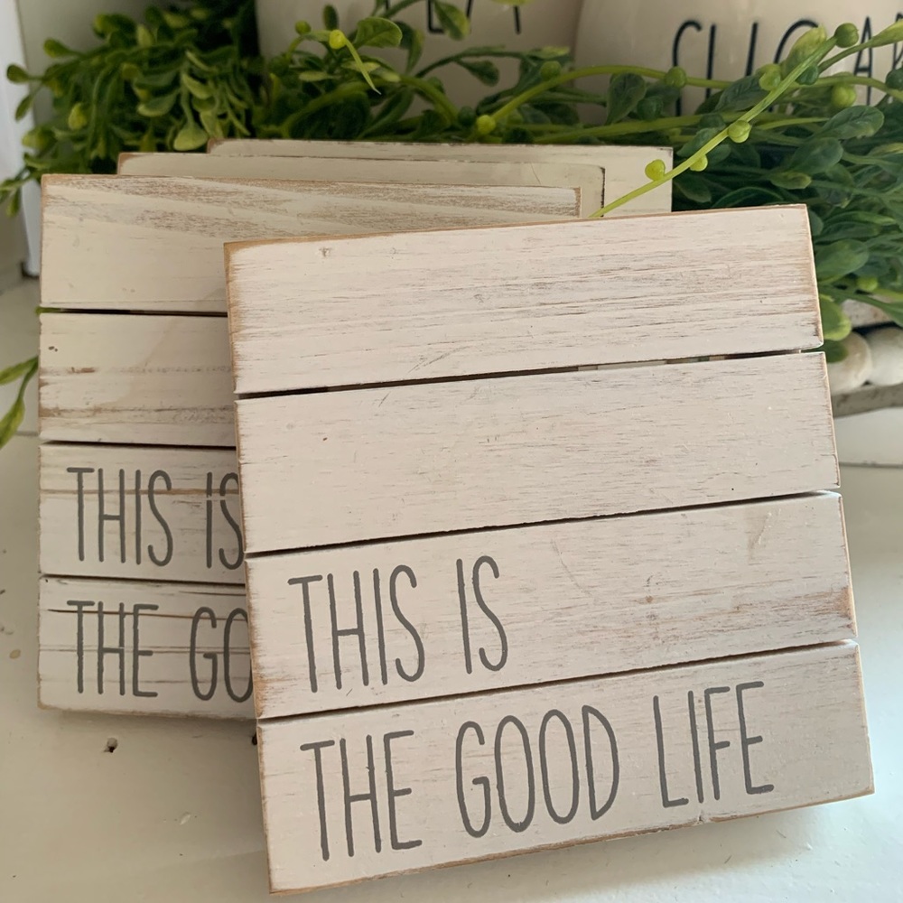 Rustic Farmhouse White Washed Wooden Coasters